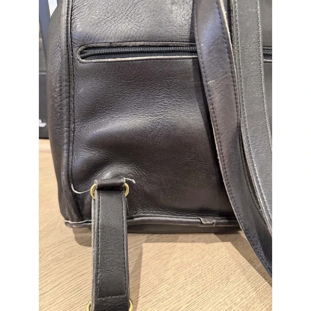 Vintage Coach USA Made Black‎ Leather Backpack 9943 1995 Drawstring Daypack Y2K